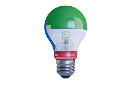 Equatorial Guinea,Thematic light bulb with a tree crest and five-pointed stars, featuring green, white, and red colors