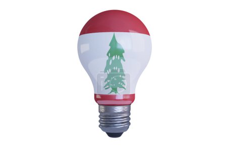 A light bulb with Lebanon's flag colors, featuring the central green cedar tree, a symbol of peace and immortality.