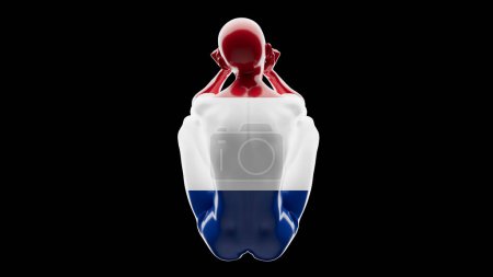 Una silueta elegante envuelta en los colores de la bandera holandesa, simbólica y estilizada