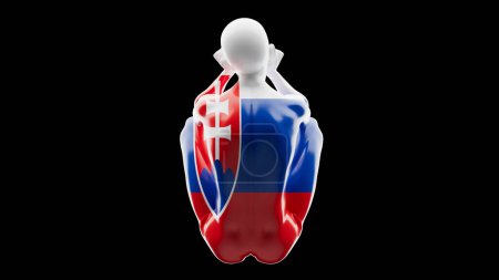 Figurine artistique revêtue du blanc, du bleu et du rouge du drapeau slovaque, exhalant la fierté nationale