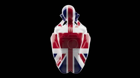 Forma escultural envuelta en la bandera del Reino Unido, que emana orgullo y herencia nacional