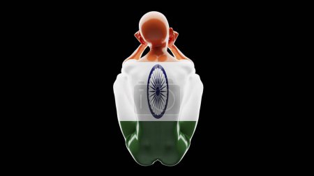 Eine heitere Gestalt, eingehüllt in die indische Flagge, verkörpert Frieden und Patriotismus