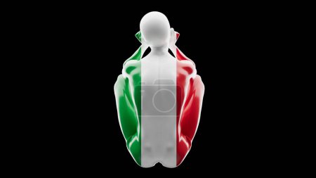 Silueta con un tierno abrazo de la bandera tricolor verde, blanca y roja de Italia