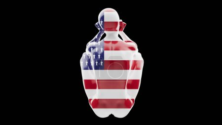 Silhouette of a mannequin wrapped in the American flag, symbolizing patriotism and national identity