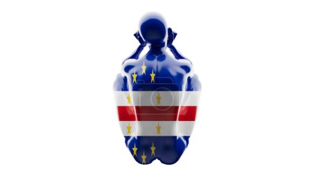 Silhouette wrapped in the flag of Cape Verde against black background