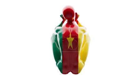 Hochglanzfigur in Kameruns Flagge, die das reiche Erbe und die Einheit des Landes symbolisiert.