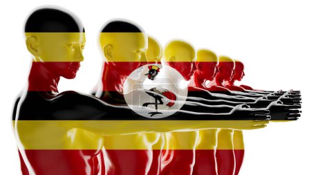 Siluetas infundidas con los símbolos nacionales de la bandera de Uganda