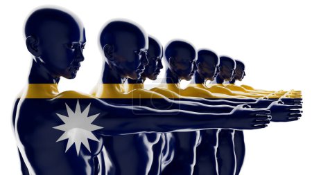 Silhouette lineup with the Nauru flag, depicting solidarity and identity.