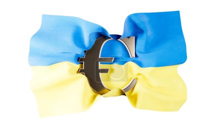 Ukraine's flag presents a Euro sign, mirroring aspirations and ties to the European economic community.