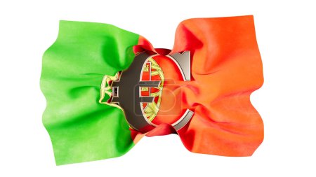 Le drapeau portugais se marie en vert et en rouge au signe de l'euro, soulignant l'alliance du Portugal avec l'économie de l'UE.