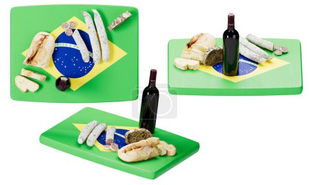 Genießen Sie die Aromen Brasiliens mit dieser Gourmet-Auswahl an Brot, Wurst und Käse, schön präsentiert o