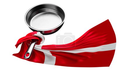 The bold red and white stripes of Austria flag cascade over a sleek stainless steel pan, set against black.