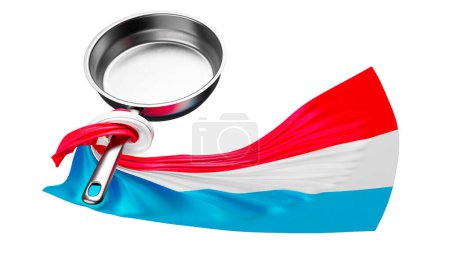 Luxembourg pride, captured by the graceful red, white, and blue folds of its flag on a polished pan.