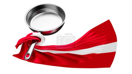 Latvias profundo granate y crujientes cortinas de bandera blanca sobre una bandeja reluciente, destacando el orgullo culinario y nacional.
