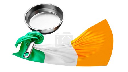 Irischer Stolz ist voll zur Schau gestellt, mit einer Pfanne, die im Land die charakteristische grün-weiße und orangefarbene Flagge umhüllt.