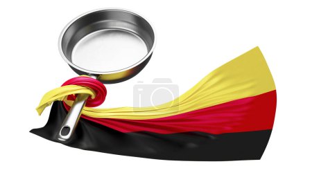 Foto de Una bandeja de cocina contemporánea envuelta en los colores audaces de la bandera de Germanys, yuxtapuesta contra un fondo negro elegante para un contraste llamativo. - Imagen libre de derechos