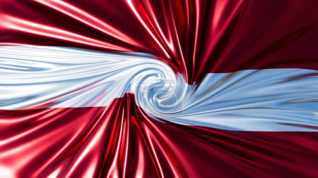 The Austrian flag is elegantly rendered in a swirling pattern, accentuating the stark contrast between the crimson red and pure white.