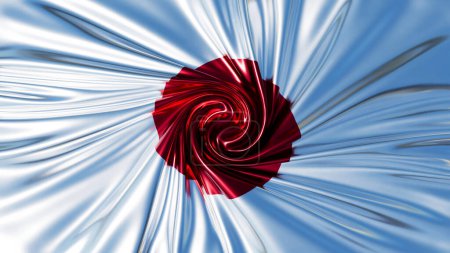 The Japanese flag iconic red circle transformed into a swirling, satin-like pattern