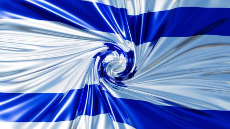 Interpretive swirl design incorporating the Israeli flag elements with a gleaming Star of David