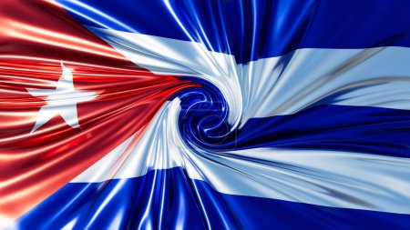 Swirling representation of the Cuban flag's star and stripes in a mesmerizing pattern