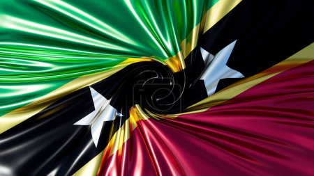 A powerful spiral of Saint Kitts and Nevis flag colors with stars symbolizing hope and freedom