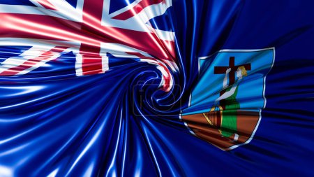 Vivid depiction of the Montserrat flag intertwined with the UK Union Jack, symbolizing unity and heritage