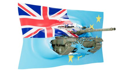 Photo for A composite image that fuses a military tank with a flag of - Royalty Free Image