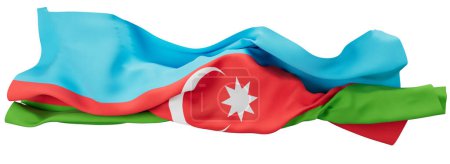 Foto de Impresionante representación de la bandera de Azerbaiyán, sus tonos turquesa, rojo y verde resaltados por una creciente estrella de ocho puntas - Imagen libre de derechos