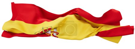 Spain rich red and golden hues drape elegantly, adorned by its detailed coat of arms, symbolizing the nation's grandeur