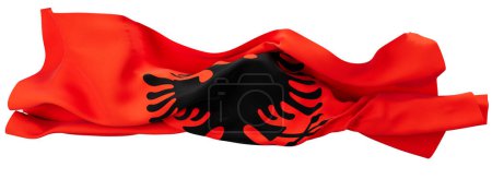Vivid red Albanian flag with a detailed black double-headed eagle, symbolizing strength and freedom