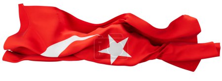 Foto de Elegantemente ondulante bandera de Turquía con audaz luna creciente roja y blanca en contraste y emblema de estrella, que simboliza el orgullo nacional - Imagen libre de derechos