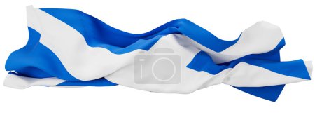 The bold blue and white cross of the Saltire, Scotland national flag, elegantly waves in a textured pattern