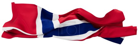 Elegantly creased Norwegian flag with bold red, white, and blue colors against a dark backdrop