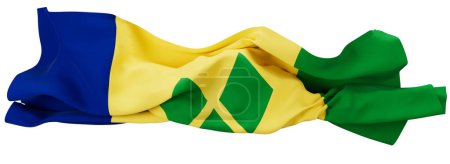 Captivating image of the flag of Saint Vincent and the Grenadines, with its bold geometric shapes, against a black background