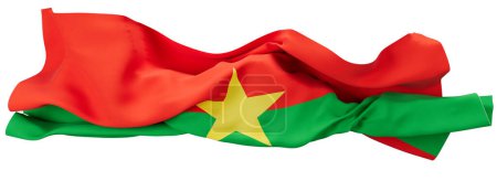 Striking image of Burkina Faso's flag, featuring bright red and green panels divided by a bold yellow star.