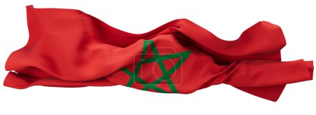 A close-up of Morocco flag, with a striking green pentacle set against a deep red background.
