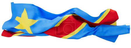 La bandera de la República Democrática del Congo ondea, su campo azul cielo y estrella dorada un faro de esperanza junto a rayas rojas y amarillas.