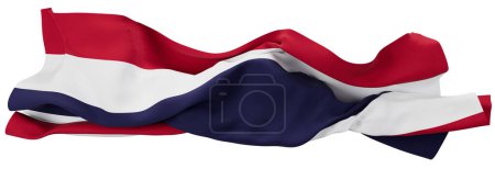 Une image haute résolution montrant le vibrant drapeau national thaïlandais rouge, blanc et bleu ondulant gracieusement.