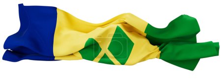 Una animada representación de la bandera de San Vicente y las Granadinas con sus distintivos tonos azules, amarillos y verdes