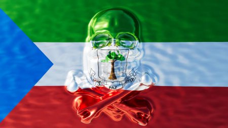 Digital art combining a clear crystal skull and the Equatorial Guinea flag, highlighting themes of peace, unity, and the nation's enduring spirit