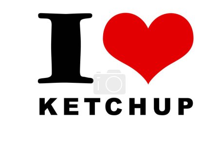 Foto de Me encanta el texto de ketchup en blanco - Imagen libre de derechos