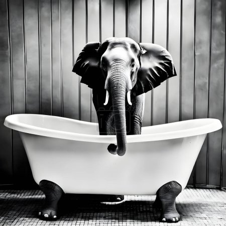 Photo for Funny elephant in the bathroom - Royalty Free Image