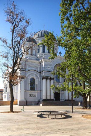 Photo for Kaunas, Lithuania AUGUST 16, 2023. The Church of St. Michael the Archangel, view from the street - Royalty Free Image