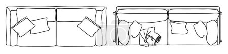 Foto de Concept or conceptual set or collection of loveseat couches from different perspectives on white. 3d illustration as a metahor for architecture and interior design, modern style, home and business - Imagen libre de derechos