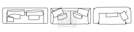 Photo for Concept or conceptual set or collection of loveseat couches from different perspectives on white. 3d illustration as a metahor for architecture and interior design, modern style, home and business - Royalty Free Image