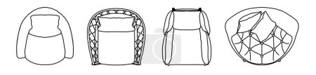 Foto de Concept or conceptual set or collection of armchairs from different perspectives isolated on white. 3d illustration as a metahor for architecture and interior design, modern style, home and business - Imagen libre de derechos