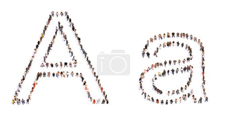 Téléchargez les photos : Concept ou concept grande communauté de personnes formant la police A. 3d illustration métaphore pour l'unité et la diversité, humanitaire, travail d'équipe, coopération, éducation, amitié et communauté - en image libre de droit