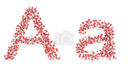 Foto de Concept or conceptual set of beautifull blooming gerberas bouquets forming the font A. 3d illustration metaphor for education, design and decoration, romance and love, nature, spring or summer. - Imagen libre de derechos