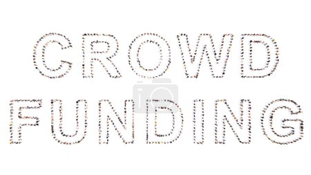 Photo for Concept or conceptual large community of people forming CROWDFUNDING concept. 3d illustration metaphor to business, finance, investment, lending, online, network, fundraising, donation and support - Royalty Free Image