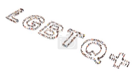 Photo for Concept  or conceptual large community of people forming LGBTQ message. 3d illustration metaphor for lgbtq community,   activism, diversity, gender, equality, tolerance, support and solidarity - Royalty Free Image